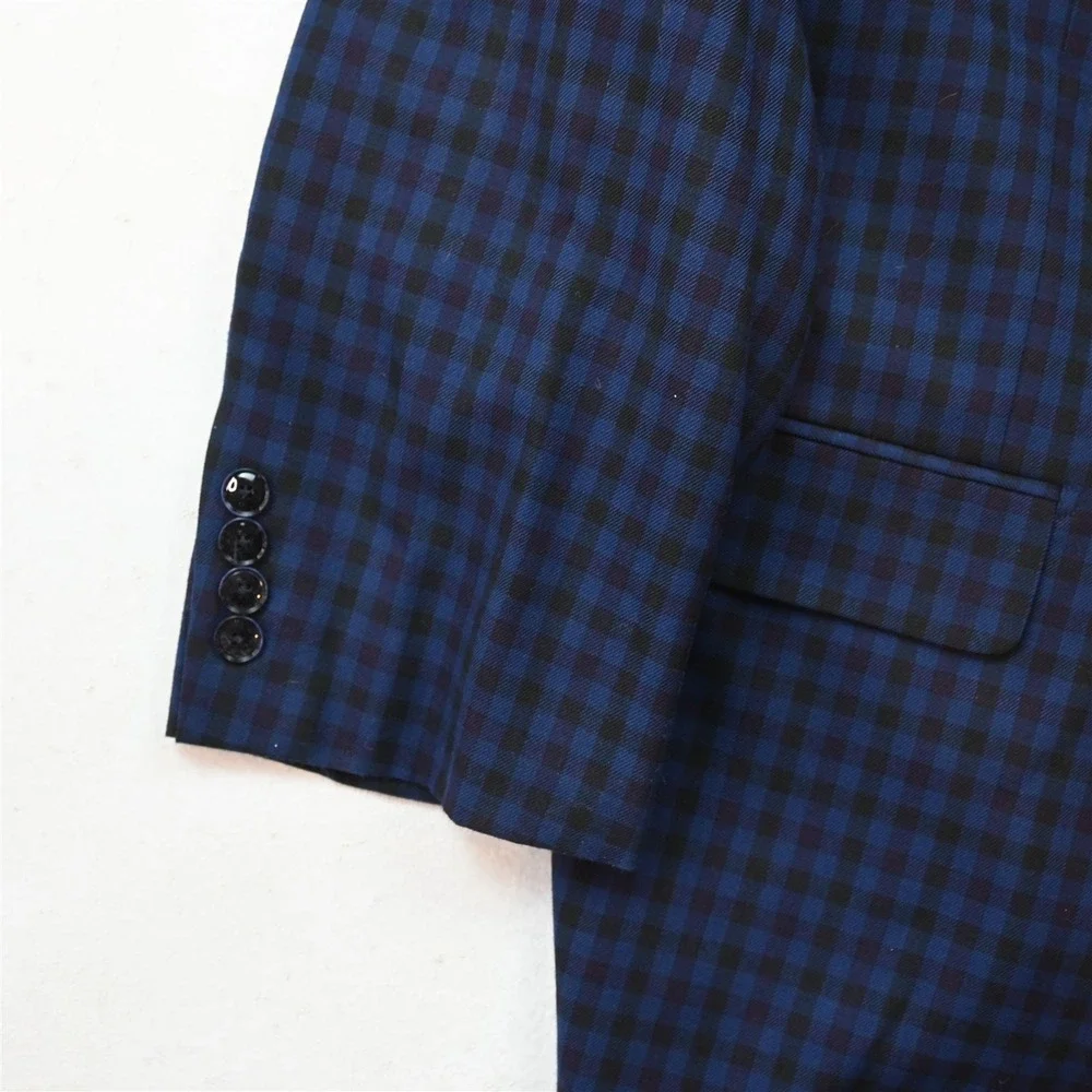Oak Hill‎ 54R Blue Black Purple Check Mens Blazer Suit Jacket Sport Coat